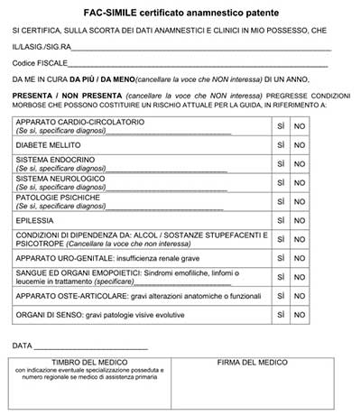 certificato anamnestico